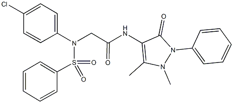 2-[(4-chlorophenyl)(phenylsulfonyl)amino]-N-(1,5-dimethyl-3-oxo-2-phenyl-2,3-dihydro-1H-pyrazol-4-yl)acetamide Struktur