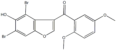 (4,6-dibromo-5-hydroxy-1-benzofuran-3-yl)(2,5-dimethoxyphenyl)methanone Struktur