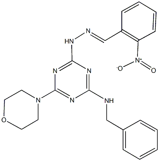 2-nitrobenzaldehyde [4-(benzylamino)-6-(4-morpholinyl)-1,3,5-triazin-2-yl]hydrazone Struktur