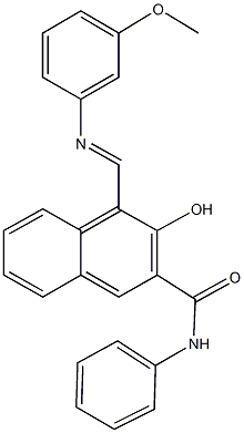 3-hydroxy-4-{[(3-methoxyphenyl)imino]methyl}-N-phenyl-2-naphthamide Struktur