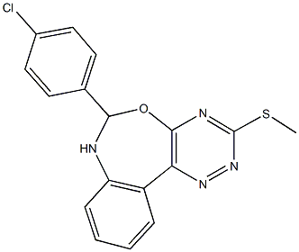 6-(4-chlorophenyl)-3-(methylsulfanyl)-6,7-dihydro[1,2,4]triazino[5,6-d][3,1]benzoxazepine Struktur