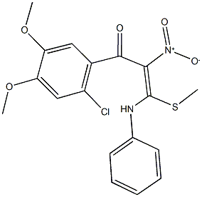 3-anilino-1-(2-chloro-4,5-dimethoxyphenyl)-2-nitro-3-(methylsulfanyl)-2-propen-1-one Struktur