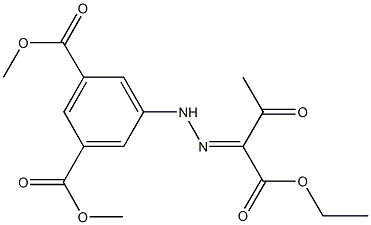 dimethyl 5-{2-[1-(ethoxycarbonyl)-2-oxopropylidene]hydrazino}isophthalate Struktur