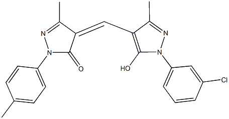 4-{[1-(3-chlorophenyl)-5-hydroxy-3-methyl-1H-pyrazol-4-yl]methylene}-5-methyl-2-(4-methylphenyl)-2,4-dihydro-3H-pyrazol-3-one Struktur