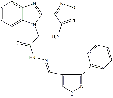 2-[2-(4-amino-1,2,5-oxadiazol-3-yl)-1H-benzimidazol-1-yl]-N'-[(3-phenyl-1H-pyrazol-4-yl)methylene]acetohydrazide Struktur