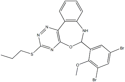 6-(3,5-dibromo-2-methoxyphenyl)-3-(propylsulfanyl)-6,7-dihydro[1,2,4]triazino[5,6-d][3,1]benzoxazepine Struktur