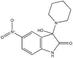 3-hydroxy-5-nitro-3-(1-piperidinyl)-1,3-dihydro-2H-indol-2-one Struktur