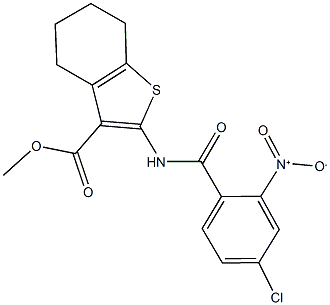 methyl 2-({4-chloro-2-nitrobenzoyl}amino)-4,5,6,7-tetrahydro-1-benzothiophene-3-carboxylate Struktur