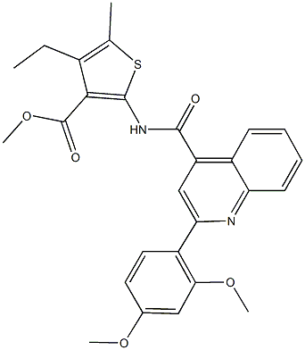 methyl 2-({[2-(2,4-dimethoxyphenyl)-4-quinolinyl]carbonyl}amino)-4-ethyl-5-methyl-3-thiophenecarboxylate Struktur