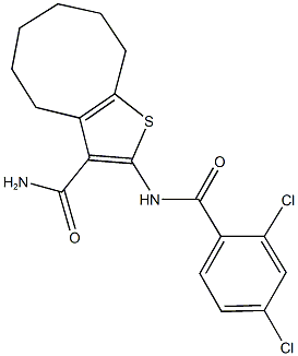 2-[(2,4-dichlorobenzoyl)amino]-4,5,6,7,8,9-hexahydrocycloocta[b]thiophene-3-carboxamide Struktur