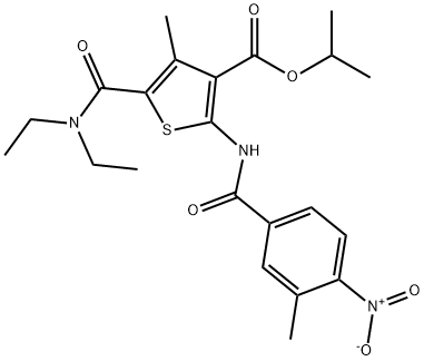 isopropyl 5-[(diethylamino)carbonyl]-2-({4-nitro-3-methylbenzoyl}amino)-4-methyl-3-thiophenecarboxylate Struktur