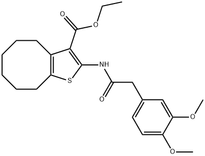 ethyl 2-{[(3,4-dimethoxyphenyl)acetyl]amino}-4,5,6,7,8,9-hexahydrocycloocta[b]thiophene-3-carboxylate Struktur