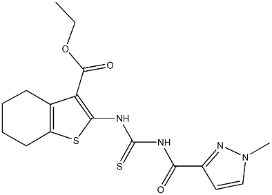 ethyl 2-[({[(1-methyl-1H-pyrazol-3-yl)carbonyl]amino}carbothioyl)amino]-4,5,6,7-tetrahydro-1-benzothiophene-3-carboxylate Struktur