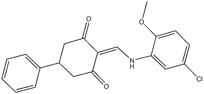 2-[(5-chloro-2-methoxyanilino)methylene]-5-phenylcyclohexane-1,3-dione Struktur