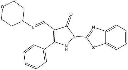 2-(1,3-benzothiazol-2-yl)-4-[(4-morpholinylimino)methyl]-5-phenyl-1,2-dihydro-3H-pyrazol-3-one Struktur