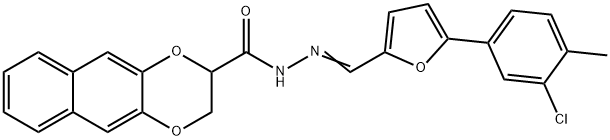 N'-{[5-(3-chloro-4-methylphenyl)-2-furyl]methylene}-2,3-dihydronaphtho[2,3-b][1,4]dioxine-2-carbohydrazide Struktur