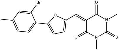 5-{[5-(2-bromo-4-methylphenyl)-2-furyl]methylene}-1,3-dimethyl-2-thioxodihydro-4,6(1H,5H)-pyrimidinedione Struktur