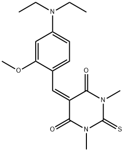 5-[4-(diethylamino)-2-methoxybenzylidene]-1,3-dimethyl-2-thioxodihydropyrimidine-4,6(1H,5H)-dione Struktur