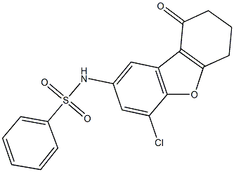 N-(4-chloro-9-oxo-6,7,8,9-tetrahydrodibenzo[b,d]furan-2-yl)benzenesulfonamide Struktur