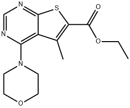 ethyl 5-methyl-4-(4-morpholinyl)thieno[2,3-d]pyrimidine-6-carboxylate Struktur