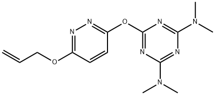 N-[4-{[6-(allyloxy)-3-pyridazinyl]oxy}-6-(dimethylamino)-1,3,5-triazin-2-yl]-N,N-dimethylamine Struktur