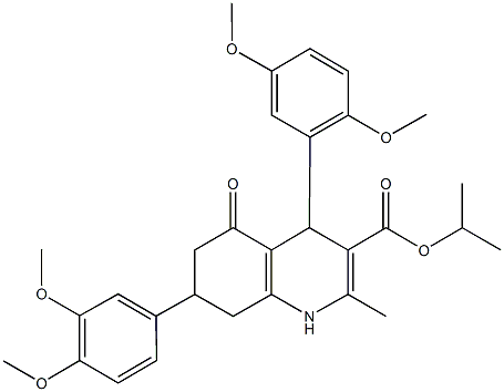 isopropyl 4-(2,5-dimethoxyphenyl)-7-(3,4-dimethoxyphenyl)-2-methyl-5-oxo-1,4,5,6,7,8-hexahydro-3-quinolinecarboxylate Struktur