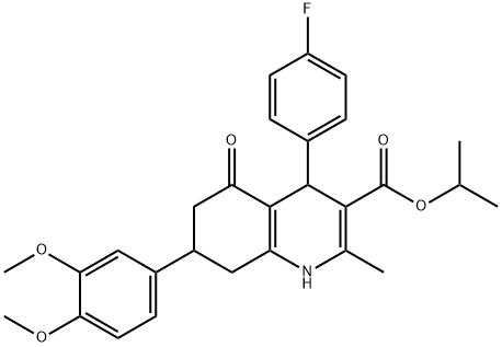 isopropyl 7-(3,4-dimethoxyphenyl)-4-(4-fluorophenyl)-2-methyl-5-oxo-1,4,5,6,7,8-hexahydro-3-quinolinecarboxylate Struktur