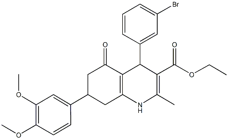 ethyl 4-(3-bromophenyl)-7-(3,4-dimethoxyphenyl)-2-methyl-5-oxo-1,4,5,6,7,8-hexahydro-3-quinolinecarboxylate Struktur