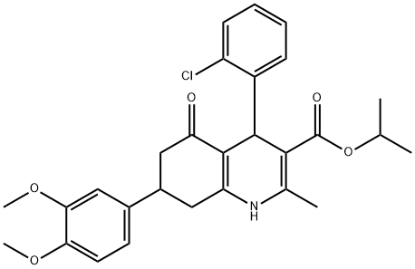 isopropyl 4-(2-chlorophenyl)-7-(3,4-dimethoxyphenyl)-2-methyl-5-oxo-1,4,5,6,7,8-hexahydro-3-quinolinecarboxylate Struktur