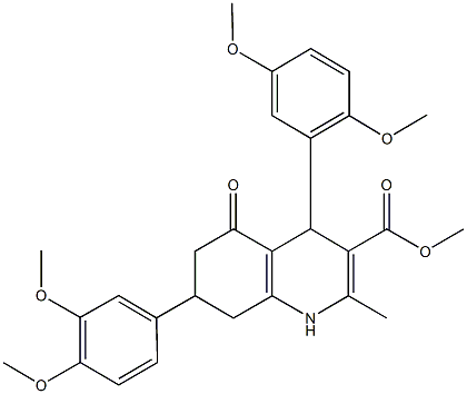 methyl 4-(2,5-dimethoxyphenyl)-7-(3,4-dimethoxyphenyl)-2-methyl-5-oxo-1,4,5,6,7,8-hexahydro-3-quinolinecarboxylate Struktur