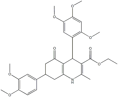 ethyl 7-(3,4-dimethoxyphenyl)-2-methyl-5-oxo-4-(2,4,5-trimethoxyphenyl)-1,4,5,6,7,8-hexahydro-3-quinolinecarboxylate Struktur