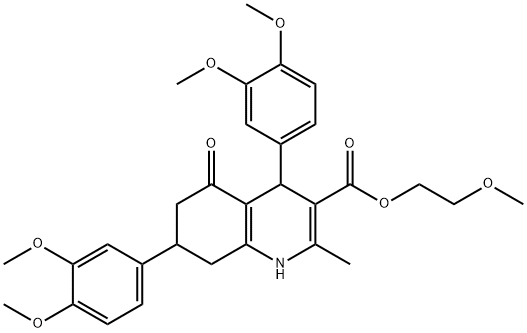 2-methoxyethyl 4,7-bis(3,4-dimethoxyphenyl)-2-methyl-5-oxo-1,4,5,6,7,8-hexahydro-3-quinolinecarboxylate Struktur