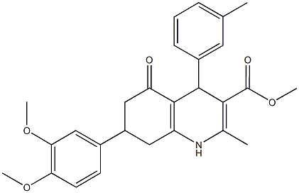 methyl 7-(3,4-dimethoxyphenyl)-2-methyl-4-(3-methylphenyl)-5-oxo-1,4,5,6,7,8-hexahydro-3-quinolinecarboxylate Struktur