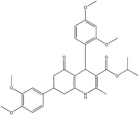 isopropyl 4-(2,4-dimethoxyphenyl)-7-(3,4-dimethoxyphenyl)-2-methyl-5-oxo-1,4,5,6,7,8-hexahydro-3-quinolinecarboxylate Struktur