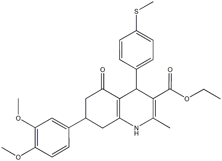 ethyl 7-(3,4-dimethoxyphenyl)-2-methyl-4-[4-(methylsulfanyl)phenyl]-5-oxo-1,4,5,6,7,8-hexahydro-3-quinolinecarboxylate Struktur