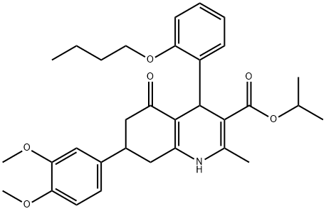 isopropyl 4-(2-butoxyphenyl)-7-(3,4-dimethoxyphenyl)-2-methyl-5-oxo-1,4,5,6,7,8-hexahydro-3-quinolinecarboxylate Struktur