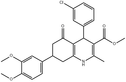 methyl 4-(3-chlorophenyl)-7-(3,4-dimethoxyphenyl)-2-methyl-5-oxo-1,4,5,6,7,8-hexahydro-3-quinolinecarboxylate Struktur