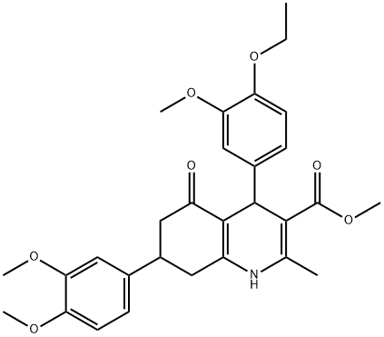 methyl 7-(3,4-dimethoxyphenyl)-4-(4-ethoxy-3-methoxyphenyl)-2-methyl-5-oxo-1,4,5,6,7,8-hexahydro-3-quinolinecarboxylate Struktur