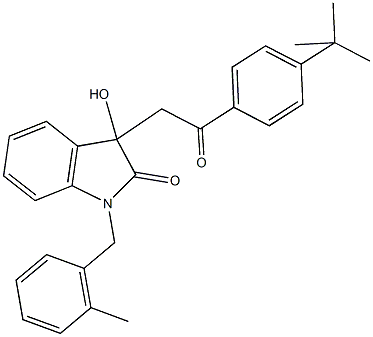 3-[2-(4-tert-butylphenyl)-2-oxoethyl]-3-hydroxy-1-(2-methylbenzyl)-1,3-dihydro-2H-indol-2-one Struktur