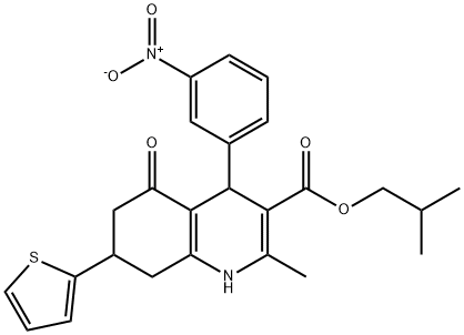 isobutyl 4-{3-nitrophenyl}-2-methyl-5-oxo-7-(2-thienyl)-1,4,5,6,7,8-hexahydro-3-quinolinecarboxylate Struktur