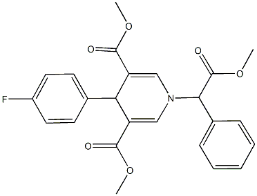 dimethyl 4-(4-fluorophenyl)-1-(2-methoxy-2-oxo-1-phenylethyl)-1,4-dihydro-3,5-pyridinedicarboxylate Struktur