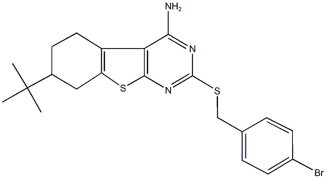 2-[(4-bromobenzyl)sulfanyl]-7-tert-butyl-5,6,7,8-tetrahydro[1]benzothieno[2,3-d]pyrimidin-4-ylamine Struktur