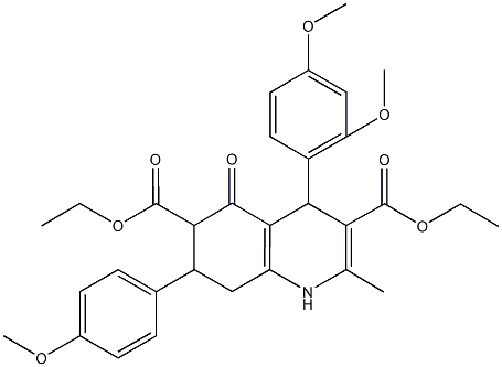 diethyl 4-(2,4-dimethoxyphenyl)-7-(4-methoxyphenyl)-2-methyl-5-oxo-1,4,5,6,7,8-hexahydro-3,6-quinolinedicarboxylate Struktur