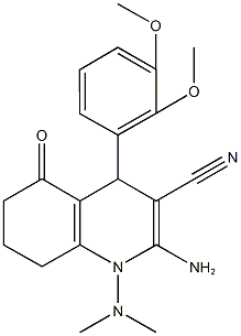 2-amino-4-(2,3-dimethoxyphenyl)-1-(dimethylamino)-5-oxo-1,4,5,6,7,8-hexahydro-3-quinolinecarbonitrile Struktur