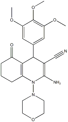 2-amino-1-(4-morpholinyl)-5-oxo-4-(3,4,5-trimethoxyphenyl)-1,4,5,6,7,8-hexahydro-3-quinolinecarbonitrile Struktur