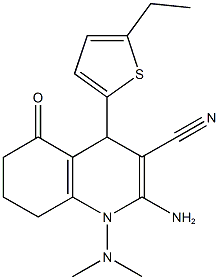 2-amino-1-(dimethylamino)-4-(5-ethyl-2-thienyl)-5-oxo-1,4,5,6,7,8-hexahydro-3-quinolinecarbonitrile Struktur