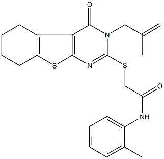 N-(2-methylphenyl)-2-{[3-(2-methyl-2-propenyl)-4-oxo-3,4,5,6,7,8-hexahydro[1]benzothieno[2,3-d]pyrimidin-2-yl]sulfanyl}acetamide Struktur