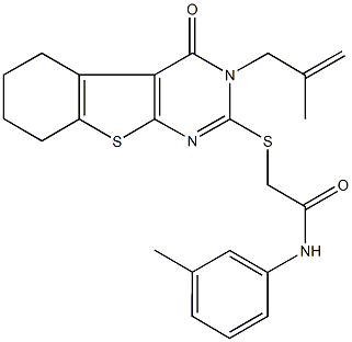 N-(3-methylphenyl)-2-{[3-(2-methyl-2-propenyl)-4-oxo-3,4,5,6,7,8-hexahydro[1]benzothieno[2,3-d]pyrimidin-2-yl]sulfanyl}acetamide Struktur