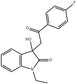 1-ethyl-3-[2-(4-fluorophenyl)-2-oxoethyl]-3-hydroxy-1,3-dihydro-2H-indol-2-one Struktur