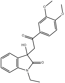 3-[2-(3,4-dimethoxyphenyl)-2-oxoethyl]-1-ethyl-3-hydroxy-1,3-dihydro-2H-indol-2-one Struktur